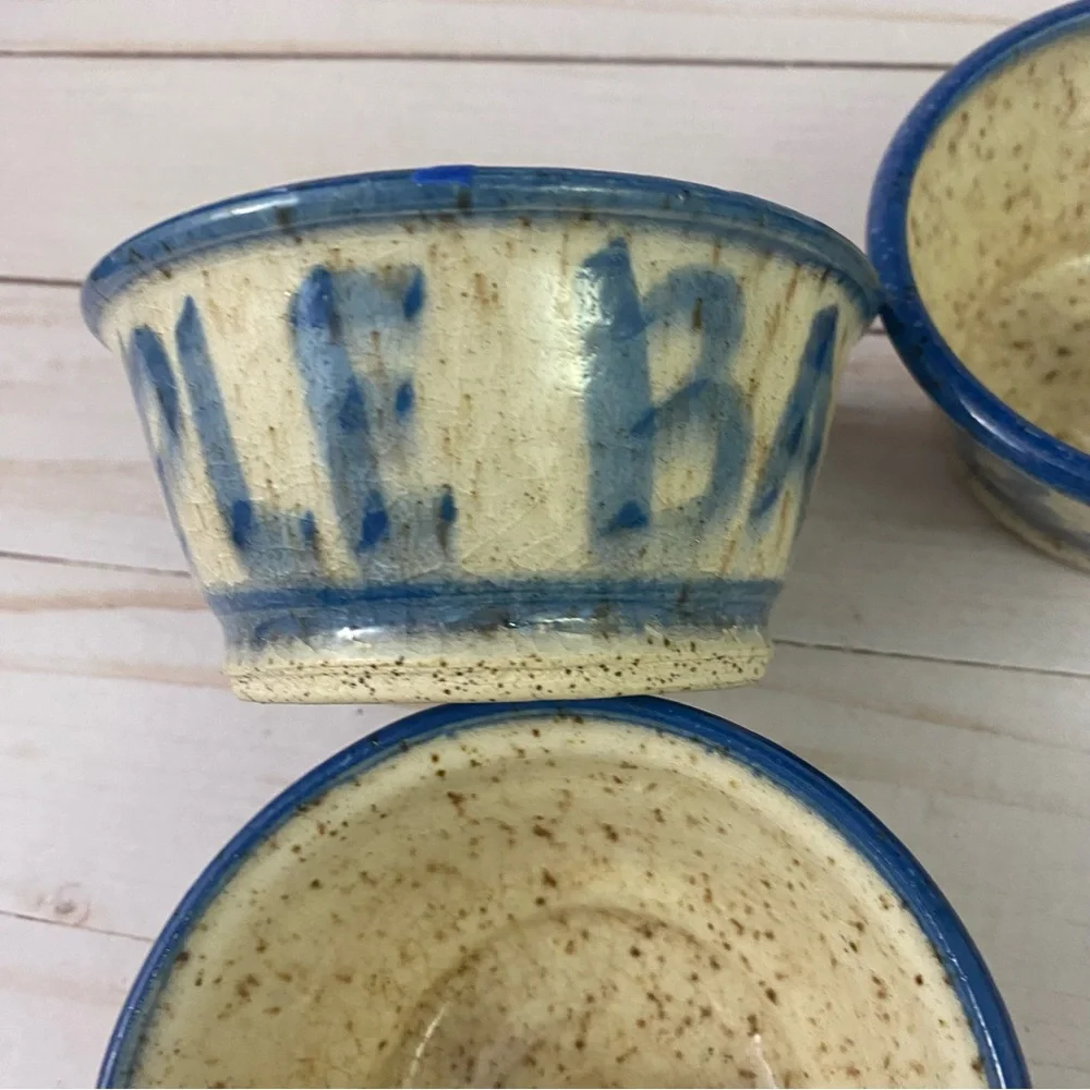 Apple Baker Studio Art Pottery 3 pc Lot Signed Speckled